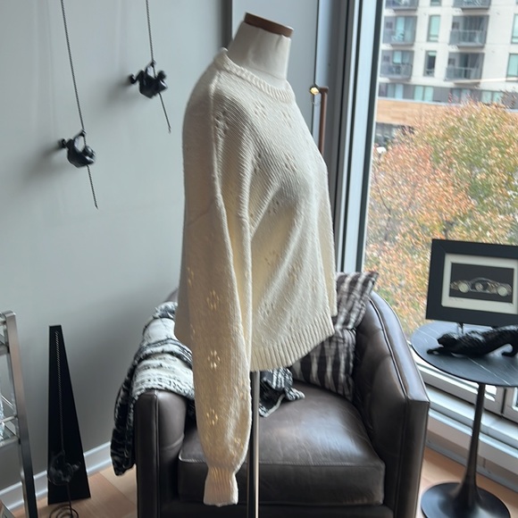 New Madewell Floral Pointelle Pullover Sweater Size Medium - Picture 4 of 7